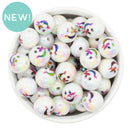 Iridescent Snowman Face Printed Beads 16mm (Package of 10)