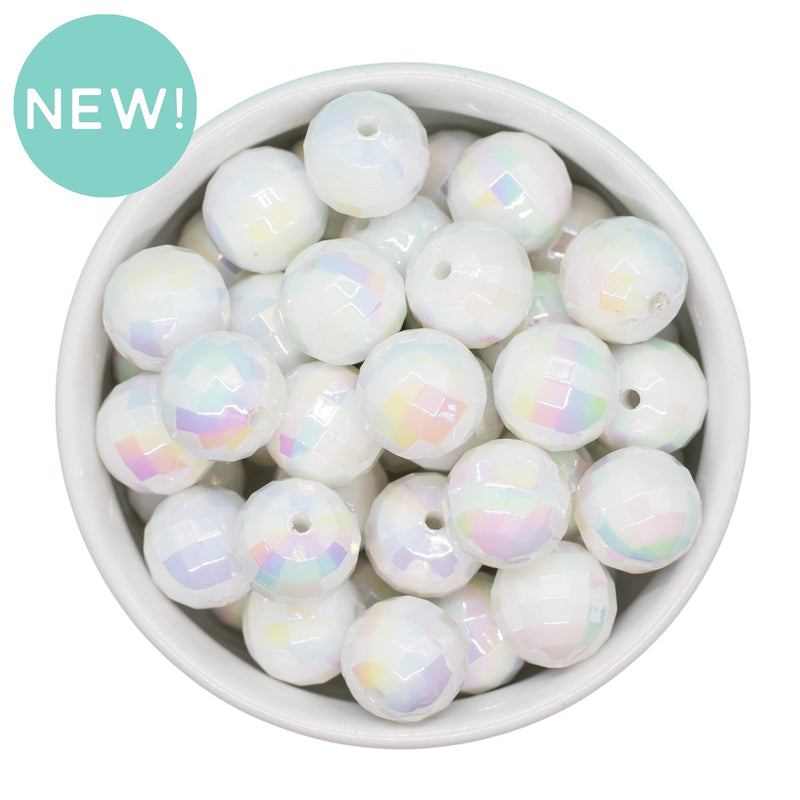 White Iridescent Disco Beads 16mm (Package of 10)
