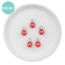 Red Faux Pearl Bauble Charm 17x10mm (Package of 5)