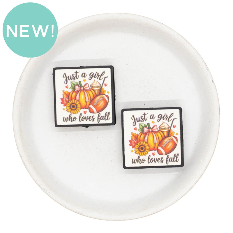 Just a Girl Who Loves Fall Silicone Focal Bead 30mm (Package of 2)