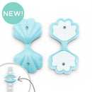 3-D Pearlized Light Blue Builder Shell Silicone Focal Bead 20x27x30mm (Package of 2)