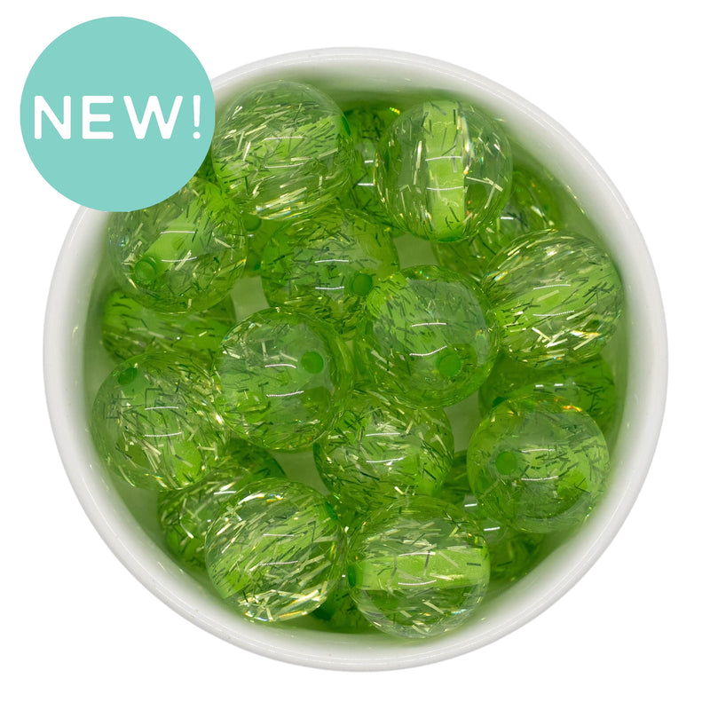 Lime Green Translucent Tinsel Beads 20mm (Package of 10)