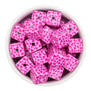 Pink Animal Print Square Beads 16mm Square, 20mm Diagonal (Package of 10)