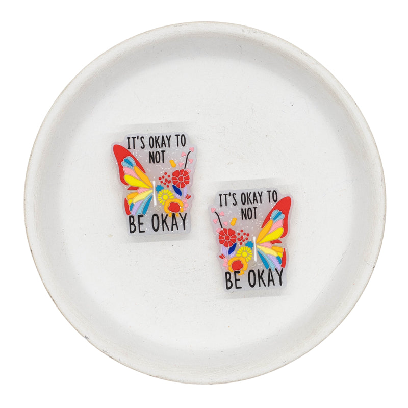 It's Okay to Not Be Okay Silicone Focal Bead 30x25mm (Package of 2)