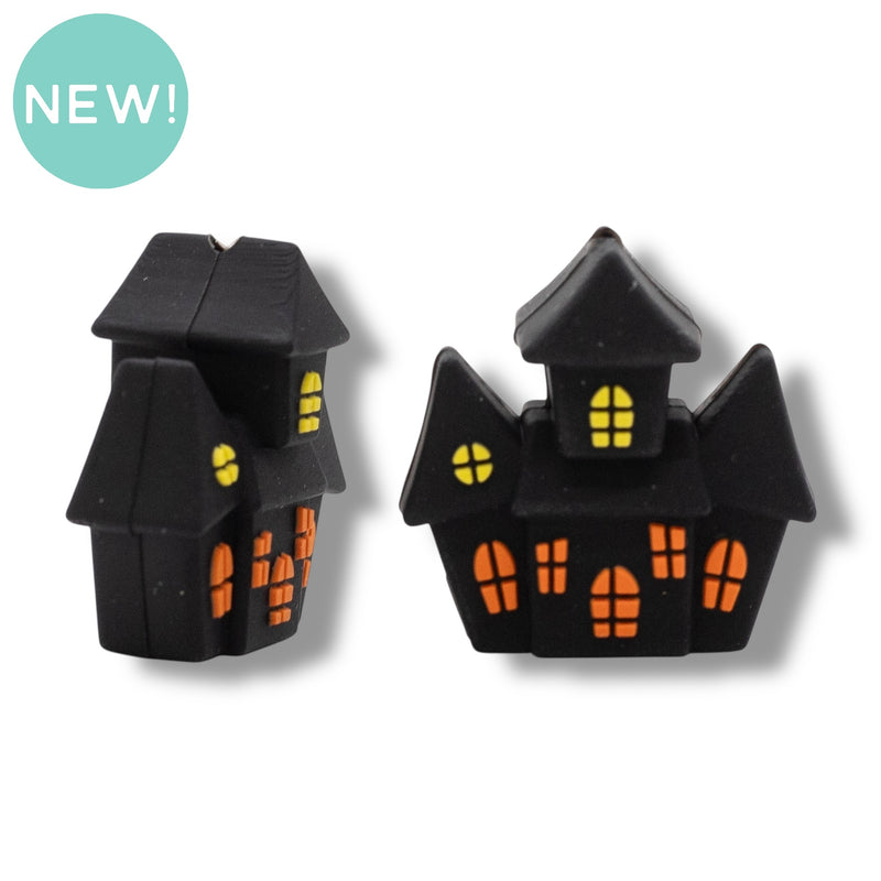3-D Haunted House Silicone Focal Bead 28x28x15mm (Package of 2)
