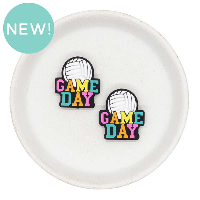 Volleyball Game Day Silicone Focal Bead 30x27mm (Package of 2)