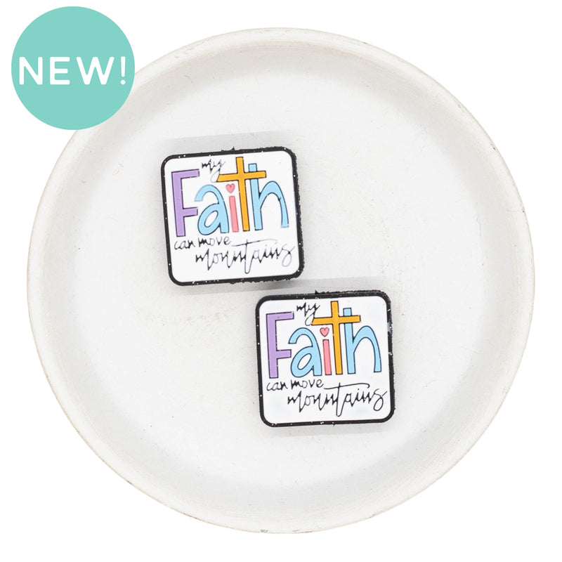 My Faith Can Move Mountains Silicone Focal Bead 27x28mm (Package of 2)