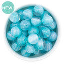 Shades of Teal Shimmery Stripe Beads 16mm (Package of 10)