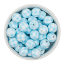 Baby Blue Gingham Printed Silicone Beads 15mm (Package of 10)