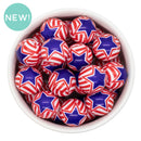 Blue Star Over Red Stripe Overlay Printed Beads 20mm (Package of 10)