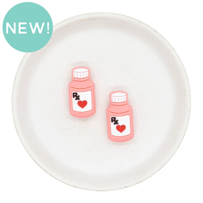 RX Prescription Bottle Silicone Focal Bead 30x15mm (Package of 2)