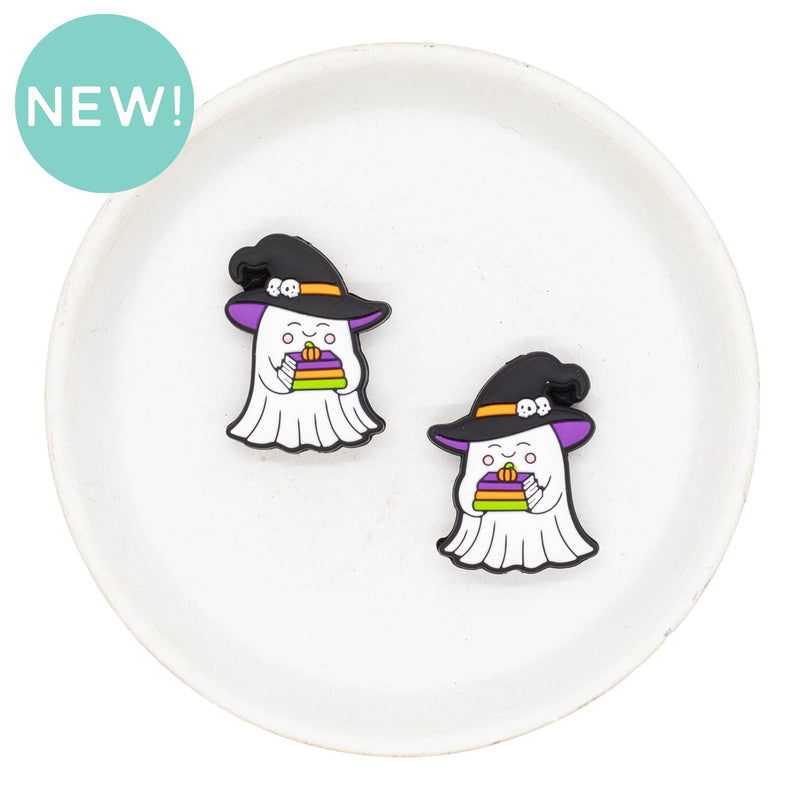 Ghost w/Stack of Books Silicone Focal Bead 29x21mm (Package of 2)