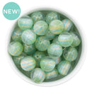 Sage Green & Multicolor Shimmery Stripe Beads 16mm (Package of 10)