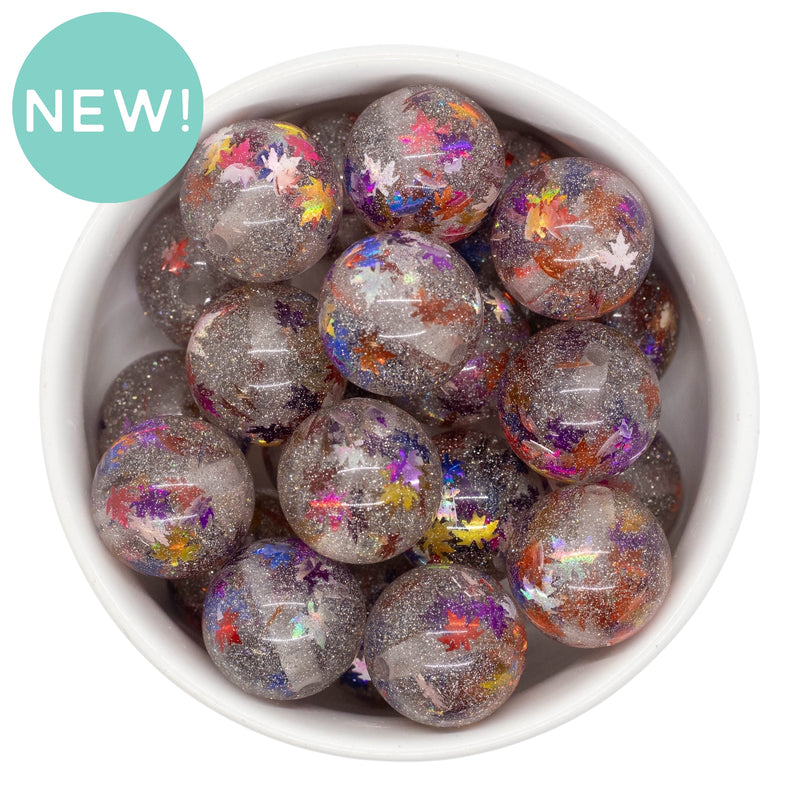 Clear w/Maple Leaf Sequin Filled Beads 20mm (Package of 10)