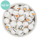 Build a Snowman Printed Silicone Beads 15mm (Package of 10 Beads/5 Sets)