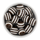 Espresso and White Stripe Beads 20mm (Package of 10)