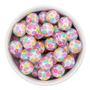 Pastel Flowers Printed Silicone Beads 15mm (Package of 10)