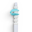 3-D Pearlized Light Blue Builder Shell Silicone Focal Bead 20x27x30mm (Package of 2)