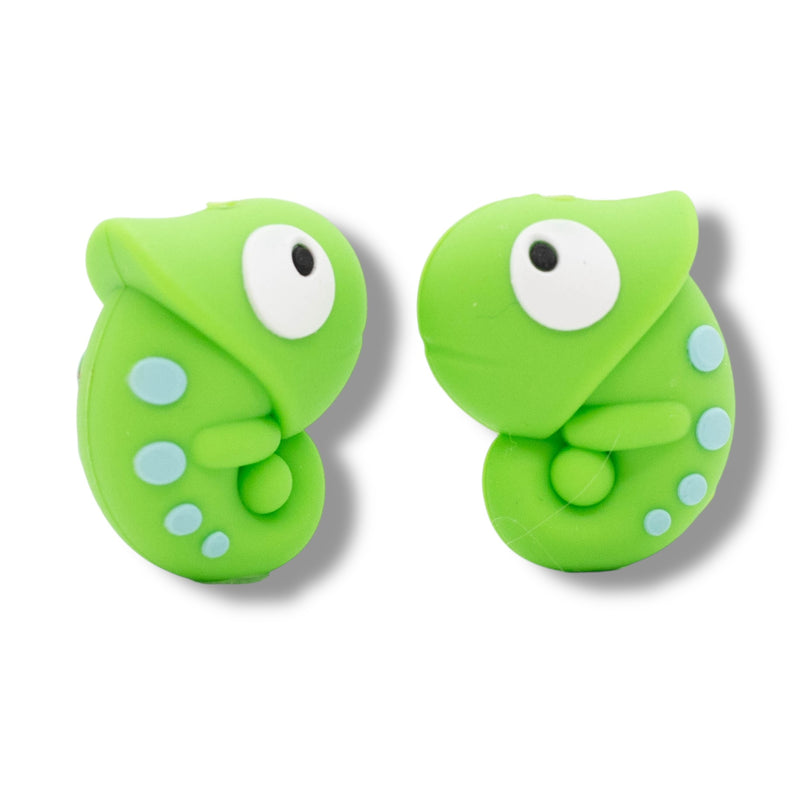 3-D Chameleon Silicone Focal Bead 27x21x16mm (Package of 2)