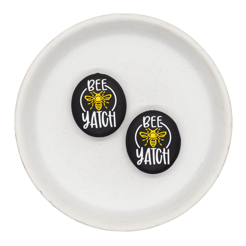 Bee Yatch Silicone Focal Bead 31x26mm (Package of 2)