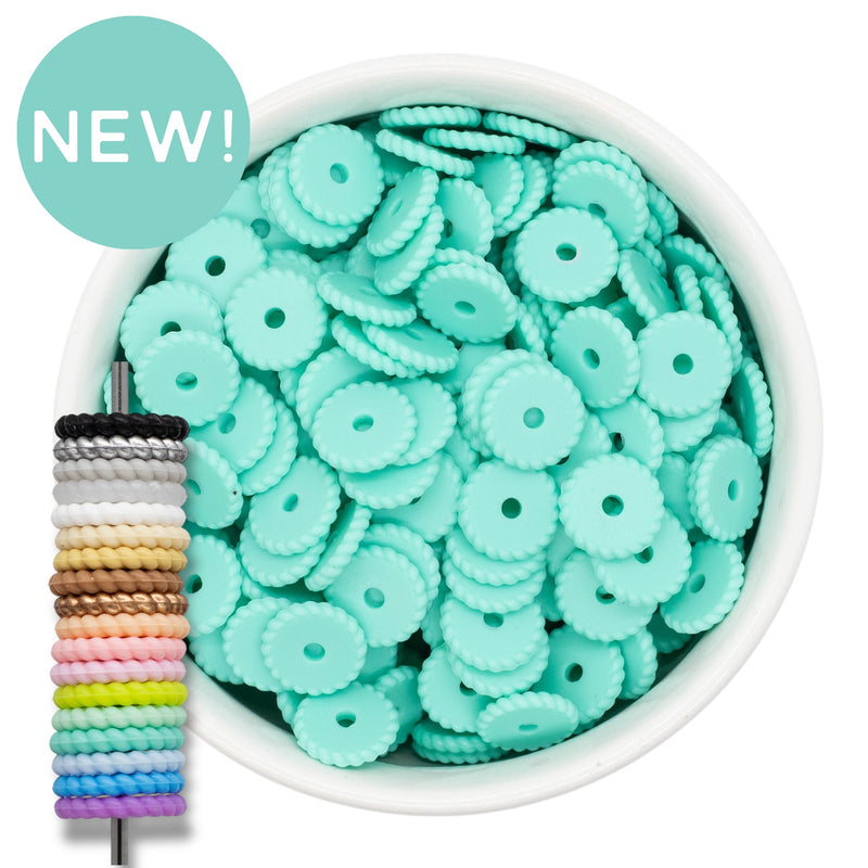 Caribbean Rope Edge Silicone Spacer Beads 12x2mm (Package of 20)