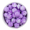 Purple Marble Hexagon Silicone Beads 16mm - Point Top (Package of 5)