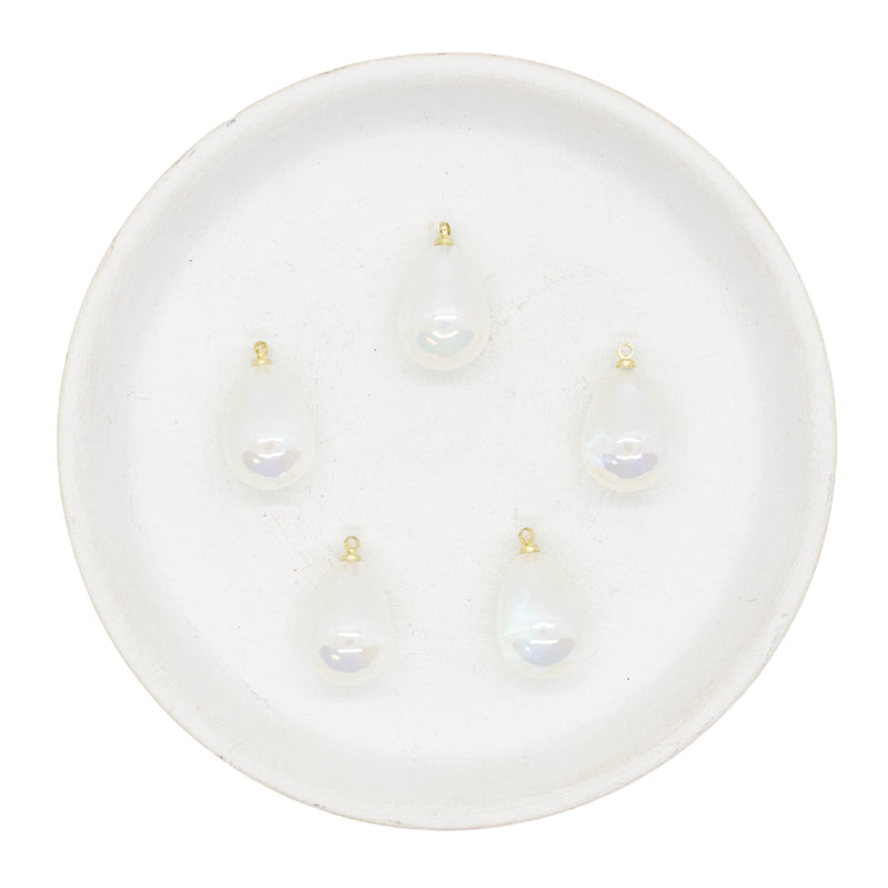 White Shimmer Acrylic Drop Charm 13x20mm (Package of 5)