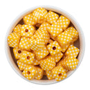 Yellow and White Check Square Beads 14mm Square, 16mm Diagonal (Package of 10)