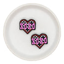 XOXO Check Heart Silicone Focal Bead 27x30mm (Package of 2)