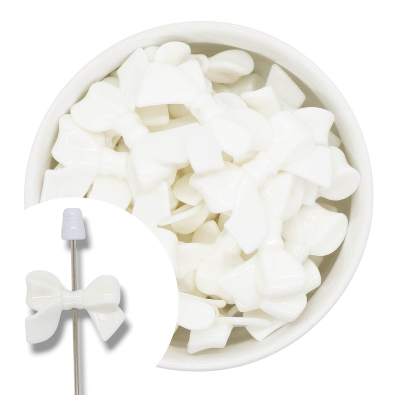 White Bow Bead 33x25mm (Package of 5)
