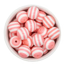 Bright Coral and White Stripe Beads 20mm (Package of 10)