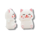 3-D White Cat Silicone Focal Bead 26x19x12mm (Package of 2)