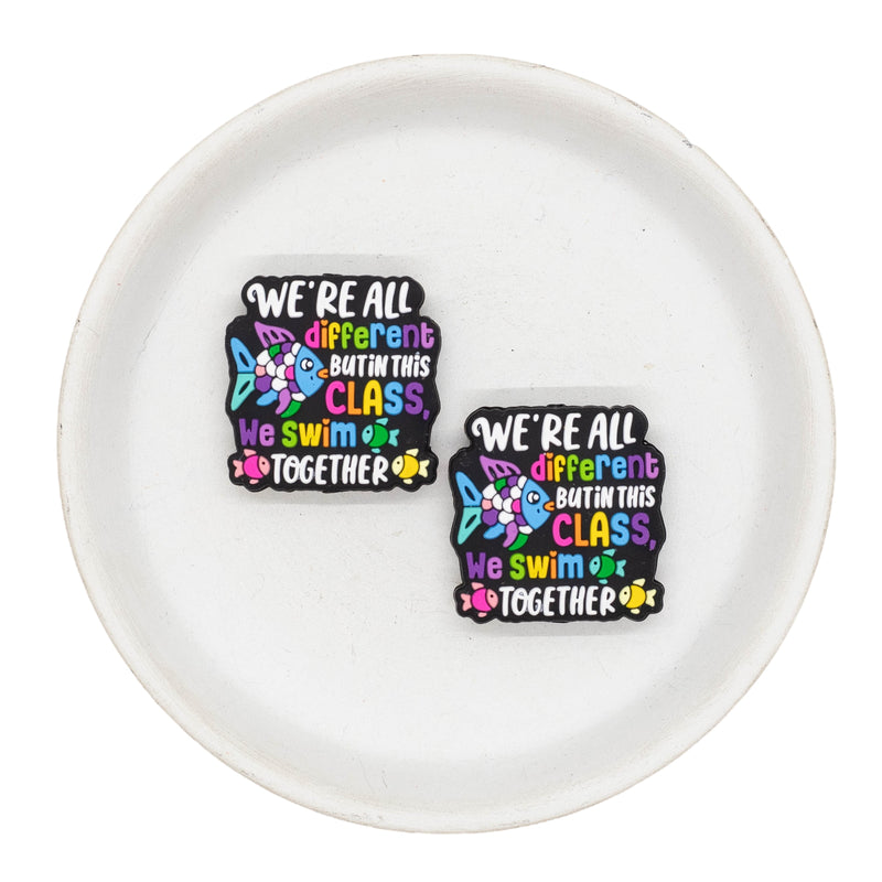 We're all different but in this class we swim together Silicone Focal Bead 29mm (Package of 2)