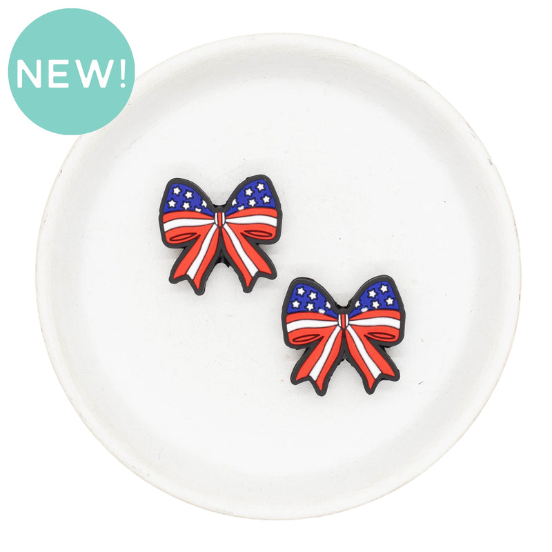 Patriotic Bow Silicone Focal Bead 25x26mm (Package of 2)