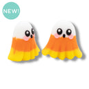 3-D Candy Corn Ghost Silicone Focal Bead 29x30x18mm (Package of 2)