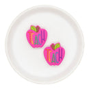 Rainbow TEACH Apple Silicone Focal Bead 30x28mm (Package of 2)