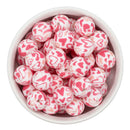 Shades of Pink Hearts Printed Silicone Beads 15mm (Package of 10)