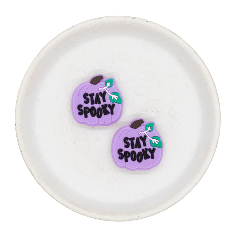 Stay Spooky Lavender Pumpkin Silicone Focal Bead 27x26mm (Package of 2)