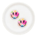Neon Flowers Smiley Glitter Silicone Focal Bead 30mm (Package of 2)