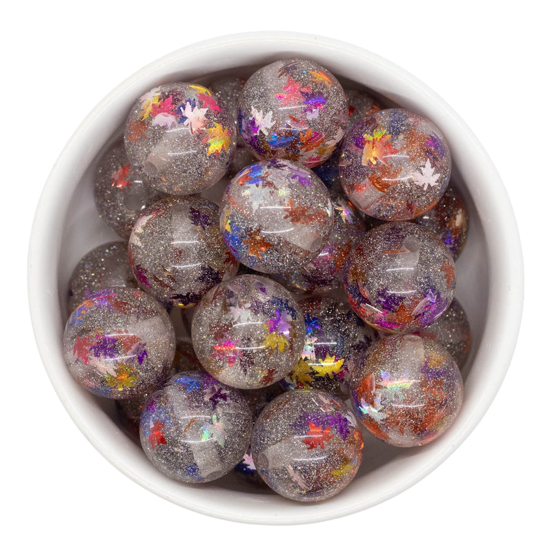 Clear w/Maple Leaf Sequin Filled Beads 20mm (Package of 10)