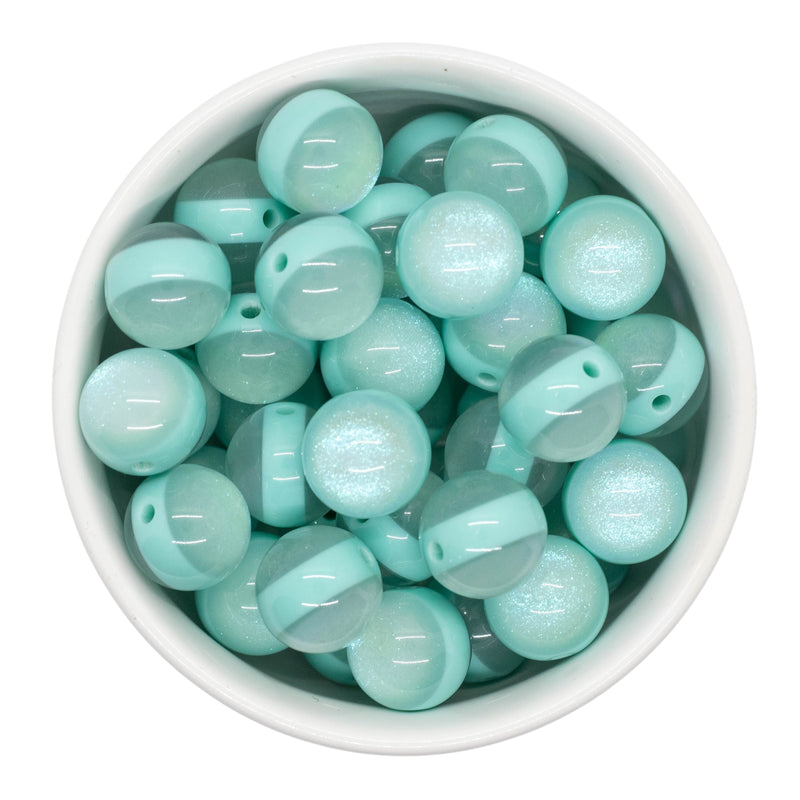 Fresh Mint Shimmery Stripe Beads 16mm (Package of 10)