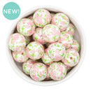 Pink Roses Overlay Printed Beads 20mm (Package of 10)