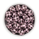 Black & Light Pink Plaid Beads 16mm (Package of 10)