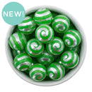 Green Swirl Printed Beads 20mm (Package of 10)
