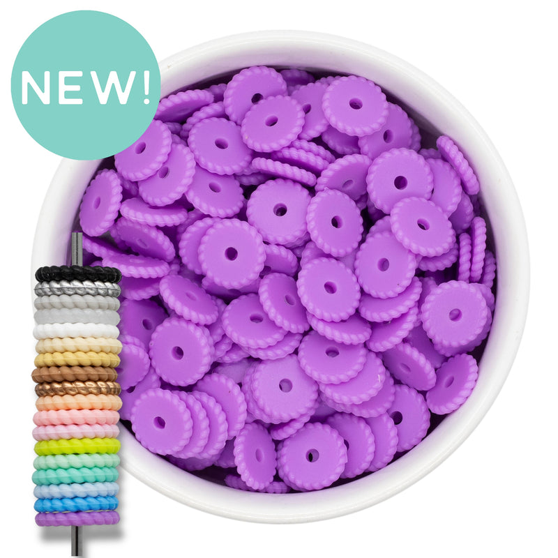 Orchid Rope Edge Silicone Spacer Beads 12x2mm (Package of 20)