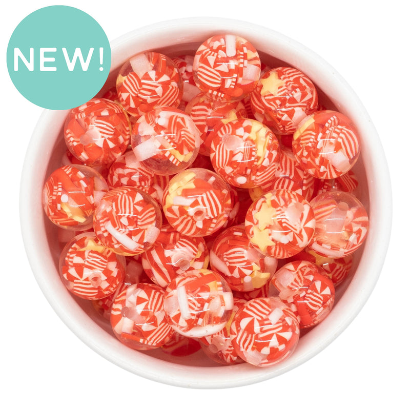 Suspended Candy Cane & Star Confetti 16mm Bead Mix (Package of 10)