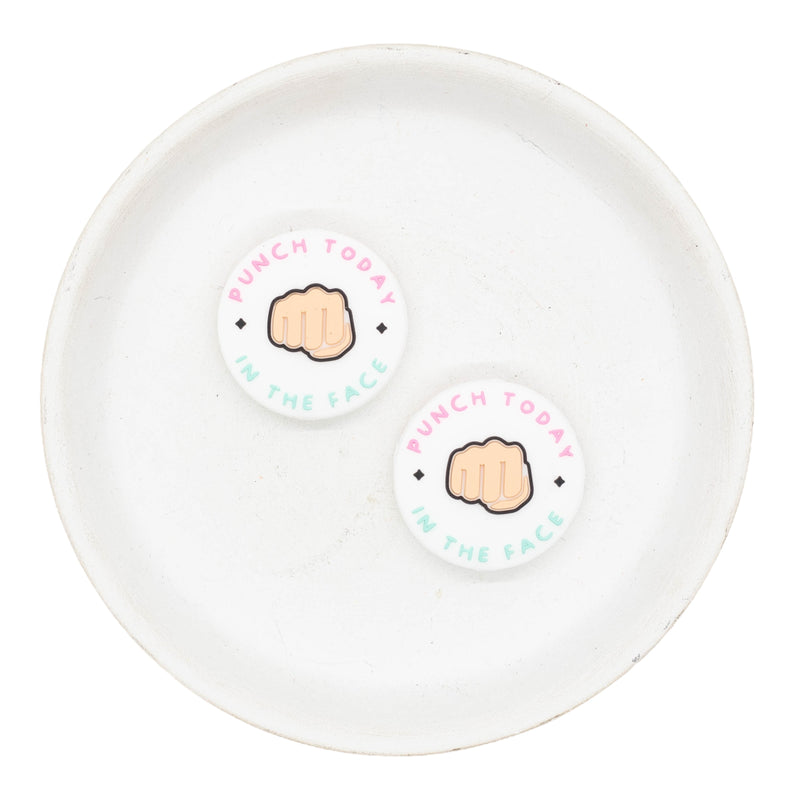 Punch Today in the Face Silicone Focal Bead 28mm (Package of 2)