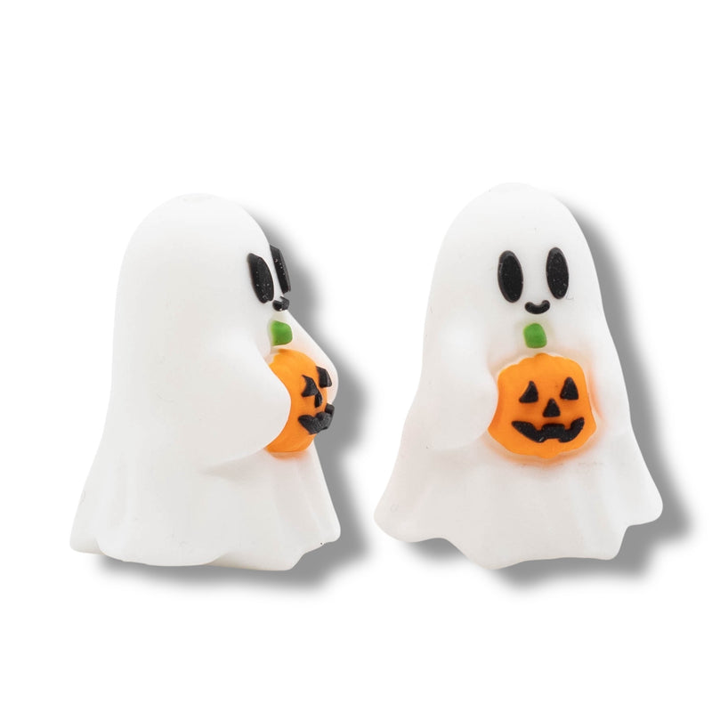 3-D Ghost Holding a Carved Pumpkin Silicone Focal Bead 27x22x18mm (Package of 2)