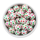 Iridescent White Base Christmas Polka Dot Beads 16mm (Package of 10)