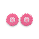 3-D Flower with Pink Ribbon Center Silicone Focal Bead 26x26x12mm (Package of 2)